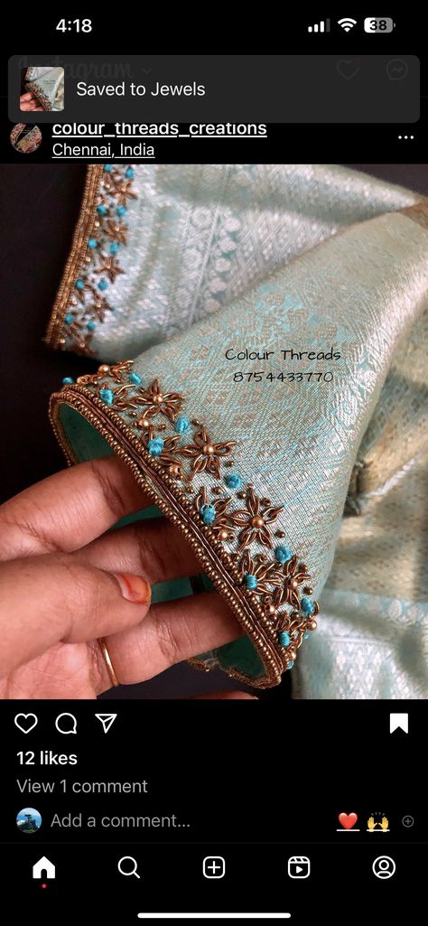 Zardosi Work Design, Zardosi Work Blouse, Magam Work Designs, Dress Designs For Stitching, Brocade Blouse Designs, Hand Work Design, Latest Blouse Designs Pattern, Traditional Blouse Designs, Simple Embroidery Designs