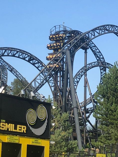 Smiler Alton Towers Aesthetic, Smiler Rollercoaster, The Smiler Alton Towers, Alton Towers Aesthetic, Smiler Alton Towers, Rollercoaster Aesthetic, Roller Coaster Aesthetic, Alton Towers Rides, Coaster Aesthetic