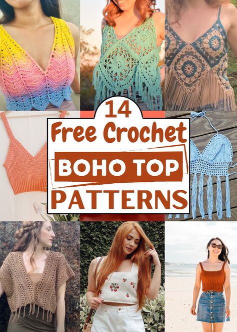 Crochet Boho Top Patterns are creative designs perfect for those who love unique clothing. These patterns often involve a blend of different crochet techniques, resulting in stunning, bohemian-style tops. Bohemian Crochet Patterns, Boho Top Pattern, Crochet Halter Top Pattern Free, Hippie Crochet Patterns, Crochet Festival Top, Crochet Halter Top Pattern, Boho Crochet Patterns, Crochet Festival, Heart Crochet