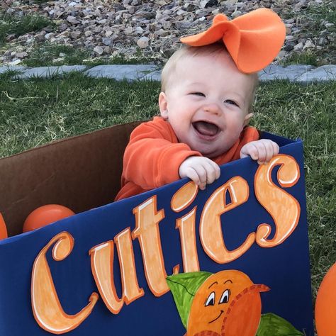 No-Sew DIY Cuties clementine Baby Costume | Primary.com Halloween Costume Ideas For Kids, Sew Halloween Costume, Halloween Crafts Diy, Costume Ideas For Kids, Best Halloween Costumes Ever, Halloween Craft Ideas, 1st Halloween, Halloween Party Decorations, Diy Rainbow