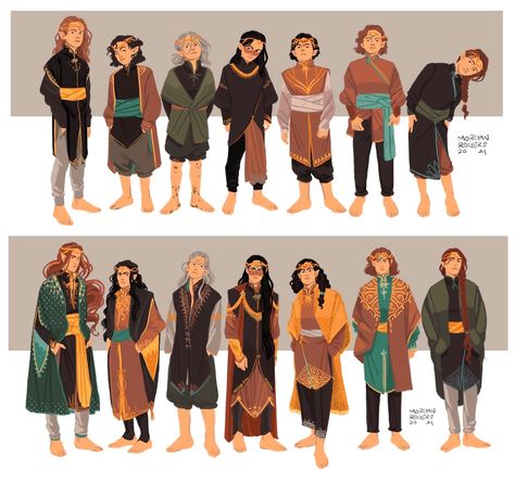 Tolkien Character Design, Fantasy Culture Clothing, Tolkien Art Dump, Medieval Clothing Art, Dnd Clothing Design, Character Clothing Design, Fantasy Fashion Art, Character Outfit Design, Fantasy Clothing Art