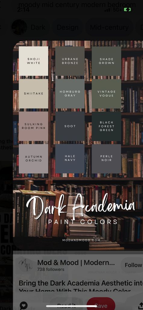 Modern Dark Academia, Mid Century Modern Dark, Dark Academia Library, Forest Room, Mid Century Modern Bedroom, Granny Flat, Dark Academia Aesthetic, Academia Aesthetic, Dark Academia