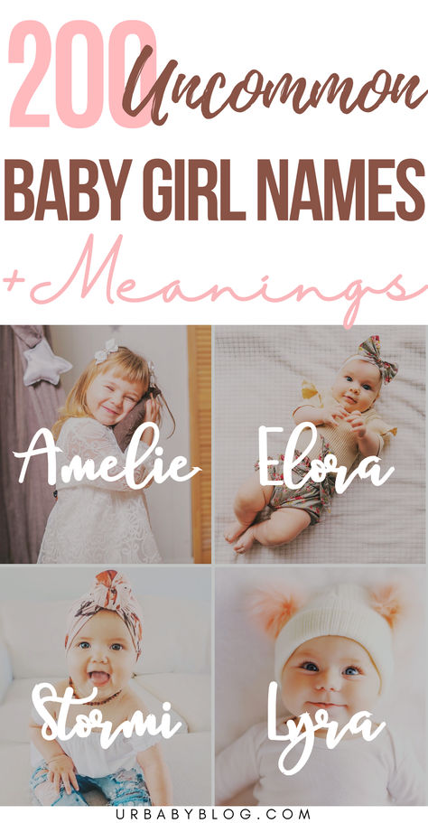 These are uncommon romantic baby girl names you’re going to love. See this baby names list for girls. #babygirlnames #girlnames #babygirlnameslist A Baby Names Girl, Unique Baby Girl Names List, Unique Girl Names List, Unique A Names, Girls Name List, Girls Names List, Spanish Baby Girl Names, Spanish Girl Names, Girls Names Unique