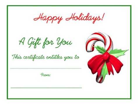 Free blank printable candy cane Christmas holiday gift certificate. Christmas Gift Template, Voucher Template Free, Blank Gift Certificate, Free Printable Gift Certificates, Christmas Gift Certificate Template, Christmas Gift Vouchers, Christmas Gift Certificate, Homemade Christmas Gift, Free Gift Certificate Template