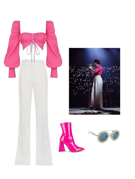 Concerts Outfits Ideas, Lot 2023 Outfits, Harry Styles Costume Ideas Halloween, Harry Style Outfits Inspiration, Harry Styles Themed Party Outfits, Hslot Outfits 2023, Harry Styles Song Inspired Outfits, Hs Lot Outfit Ideas, Pink Hslot Outfits