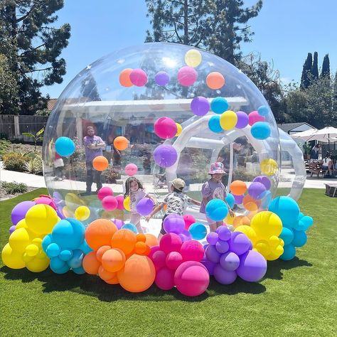 Bubble Bounce House, Bubble House Party, Bubble Themed Birthday Party, Balloon Dome, Bubbles Party, Bubble Dome, Garden Tent, Clear Balloon, Balloon House