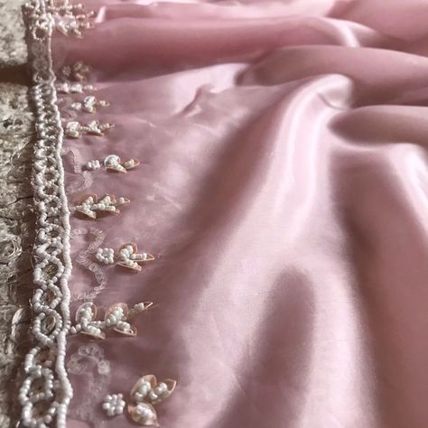 🤍🌸D@D🤍🌸 Pale Pink Premium Pure Glass Tissue Organza Silk drapes of grace embellished with pearl sequins cut daana handwork & pure Russian silk handwork bp @ ₹3603 shipping free for Our Resellers Silk Drapes, Silk Material, Silk Fabric, Pale Pink, Fabric Color, Silk, Pure Products, Glass, Fabric