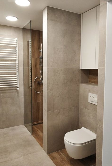 Bathroom Shower Next To Toilet, Bathroom With No Door Ideas, Toilet With Shower Design, Toilet Shower Design, Modern Rustic Bathroom Ideas, Ensuite Layout, Rustic Closet, Toilet And Bathroom Design, Modular Bathrooms