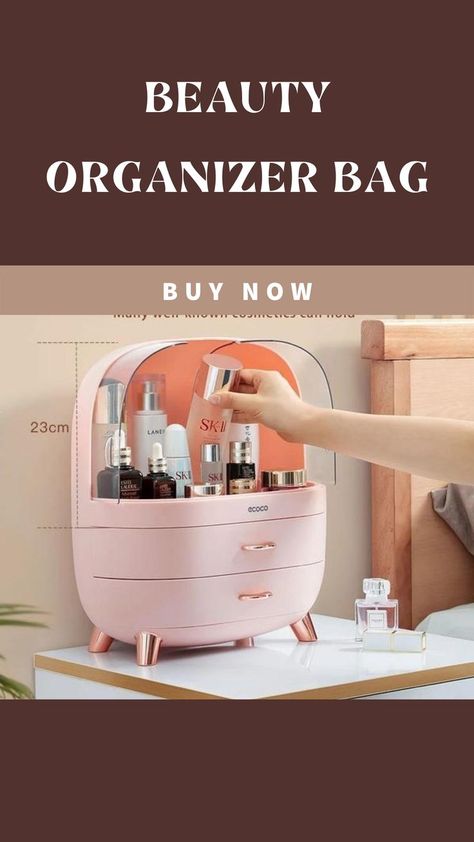 beauty organizer bag Dressing Vanity, Makeup Containers, Makeup Drawer Organization, Makeup Drawer, Makeup Storage Box, Beauty Organization, Makeup Brush Storage, Makeup Box, Desktop Storage