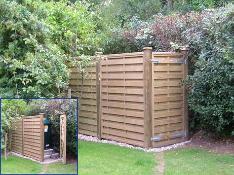 Hiding Oil Tank In Garden, Hide Oil Tank In Garden, Timber Screen, Panel Fence, Propane Tank Cover, Cheap Fence, Screen House, Garden Screening, Panel Screen