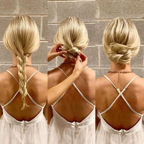 30 Easy Hairstyles for Long Hair with Simple Instructions - Hair Adviser Twisty Hairstyles, Easy Braided Updo, Easy Updos For Long Hair, Dunner Wordend Haar, Low Updo, Easy Updo Hairstyles, Easy Hairstyles Quick, Simple Prom Hair, Easy Hair Updos