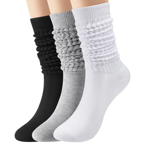 PRICES MAY VARY. Soft and Comfortable Material - Our slouch socks are made of 75% Polyester 25% Spandex to make sure they are soft and comfortable, lightweight and skin-friendly, stretchy and breathable, you will feel comfy all the day. The thickness of these scrunch socks is moderate and suitable for all seasons. Various Wearing Ways - There are numerous ways to style these slouchy socks. You can wear them pulled up to your knees as boot socks, halfway down the calf as crew socks, or scrunched Slouchy Socks, Scrunch Socks, Socks Packaging, Slouch Socks, Gray Winter, Cozy Socks, Thigh High Socks, Socks For Women, Winter Socks