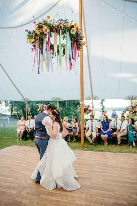 Wedding Decor With Ribbons, Colorful Ribbon Wedding, Ceiling Ribbon Decoration, Ribbon Chandelier Wedding, Wedding Ribbon Decorations, Streamer Chandelier, Ribbon Ceiling, Ribbon Wedding Decor, Wedding Fest