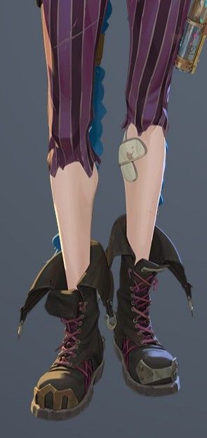 Jinx Outfit Arcane, Jinx Boots Arcane, Jinx Arcane Full Body Reference, Arcane Costume Design, Jinx Reference Arcane, Jinx Arcane Reference, Jinx Pattern, Jinx Poses, Jinx Shoes