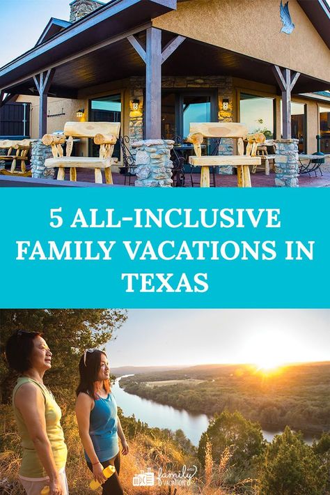 When it comes to true all-inclusive resorts of the all-you-can-eat-and-drink variety, there aren’t many in the U.S. If you’re planning a visit to Texas and looking for an easy vacation that rolls in the price of at least some of your food and activities, there are several options available to give your family an enjoyable trip. Here are a few of our favorite all-inclusive family vacations in Texas, including luxury boutique properties, rustic hotels and super family-friendly resort options. Family Trips In Texas, Big Family Vacation Ideas, Family Friendly Vacations In The Us, Texas Family Vacation Ideas, Mini Vacation Ideas, Texas Vacation Ideas, Vacations In Texas, Resorts In Texas, Family Vacation Activities