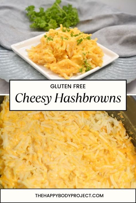 Looking for a cheesy, gluten free side dish that’s both comforting and easy to prepare? These cheesy gluten free hash browns are made in the slow cooker, allowing you to set it and forget it until it’s time to enjoy a perfect, hassle-free meal. Gluten Free Hashbrowns, Gluten Free Cheesy Potatoes, Gluten Free Side Dish, Gluten Free Side, Cheesy Hashbrowns, Fresh Potato, Gluten Free Sides Dishes, Light Salad, Comfort Food Recipes Dinners