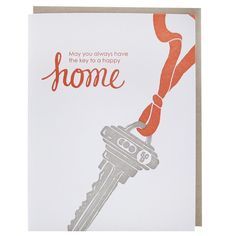 Key to New Home Card | New Home Congratulations | Smudge Ink New Home Congratulations, New Home Quotes, Real Estate Postcards, Brand New Home, Housewarming Card, Real Estate Gifts, New Home Card, Moving Cards, Home Card