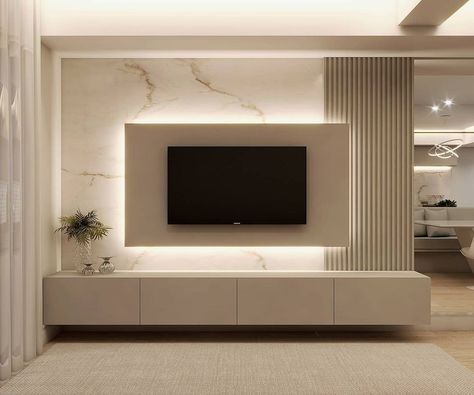 Tv Wall Decor For Bedroom, Television Wall Ideas, Tv Wall Small, Tv Units In Living Room, Tv Unit Wall Design, Television Decor, Tv Wall Wallpaper, Bedroom Tv Wall Ideas, Tv Unite