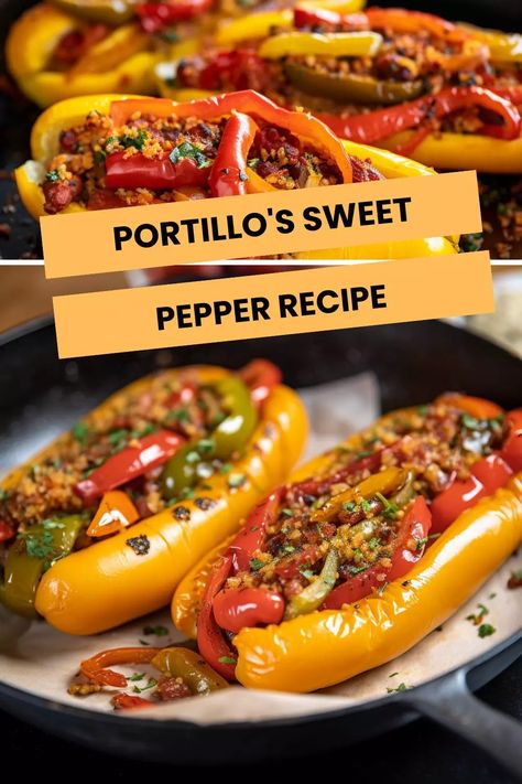 Discover the secret to Portillo's iconic sweet pepper recipe! Perfect blend of flavors in every bite. Try it now! Sweet Pepper Recipes, Italian Beef Sandwiches, Pepper Recipe, Beef Sandwiches, Sweet Pepper, Italian Beef, Sweet Peppers, Beef Sandwich, Peppers Recipes