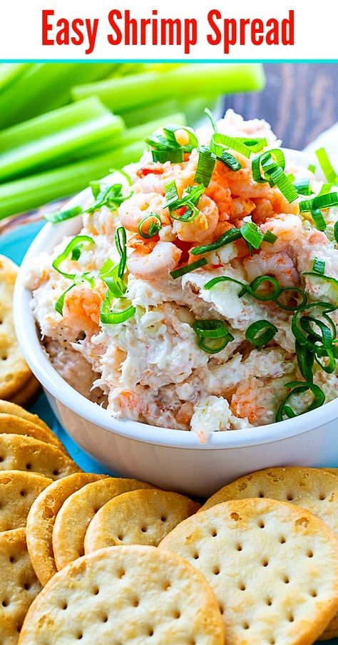 Easy Shrimp Spread is a popular southern appetizer. Serve with crackers. Can Shrimp Recipes, Shrimp On Crackers, Shrimp Cracker Appetizer, Recipes With Canned Shrimp, Shrimp Spread For Crackers, Salad Shrimp Appetizer, Canned Shrimp Recipes, Italian Cakes Traditional, Appetizers With Shrimp