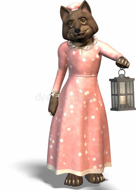 Fairy tale wolf. With lantern #Sponsored , #sponsored, #Sponsored, #Fairy, #wolf, #lantern, #tale Grandma Costume, Wolf Dress, Lantern Illustration, Wolves, Fairy Tale, Stock Images Free, Stock Illustration, Fairy Tales, Lanterns