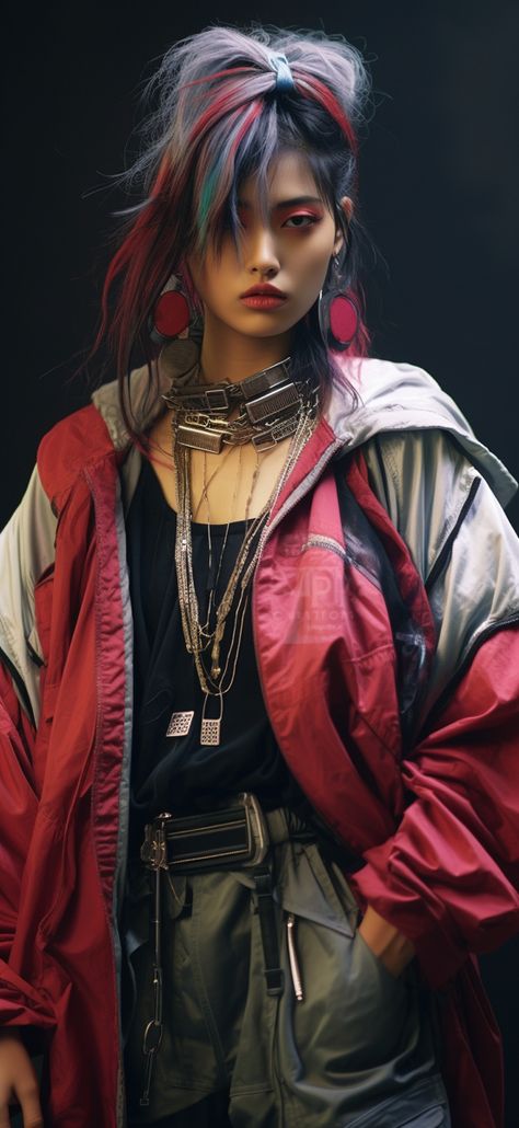 90s cyber aesthetic, cyberpunk, style, outfits Rave Outfits Cyberpunk, Electropunk Fashion, Modern Cyberpunk Outfit, Gothic Cyberpunk Aesthetic, Cyberpunk Woman Outfit, 80s Cyberpunk Fashion, Cyberpunk Aesthetic Clothes, Dystopian Cyberpunk Outfit, Boho Cyberpunk