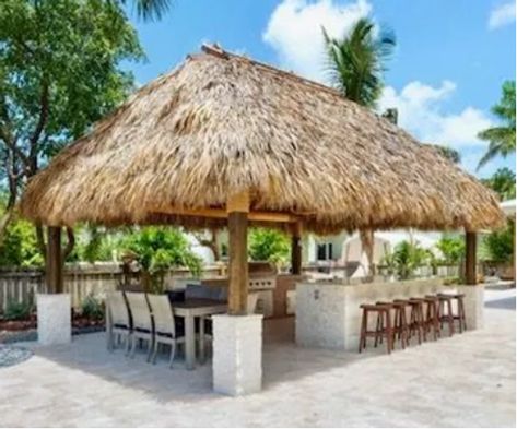 Tiki Hut Backyard Outdoor Living, Tiki Hut Ideas Backyards, Backyard Tiki Hut, Outdoor Cabana Ideas Backyards, Palapas Ideas Patios, Tiki Backyard Ideas, Pool Tiki Bar Ideas, Tiki Hut Backyard, Tiki Hut Ideas