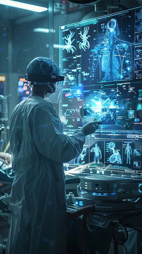 Advanced Technology Aesthetic, Futuristic Medical Technology, Biomedical Science Student, Holograms Technology, Crazy Scientist Aesthetic, Futuristic Scientist, Future Medical Technology, Sci Fi Scientist, Futuristic Medicine