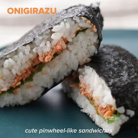 Onigirazu (Rice Sandwich) Rice Sandwich Recipe, Rice Sandwich, Veggie Rice Bowl, Japanese Sandwich, Easy Lunches For Work, Quick Vegan, Cheesy Chicken Broccoli, Lunch Inspiration, Work Lunches