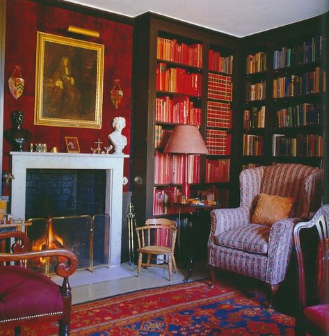 In praise of David Hicks – The Vampire's Wife Library Study Room, Library Shelves, Bookcase Decor, Home Libraries, English Country House, Stately Home, National Trust, World Of Interiors, Home Library