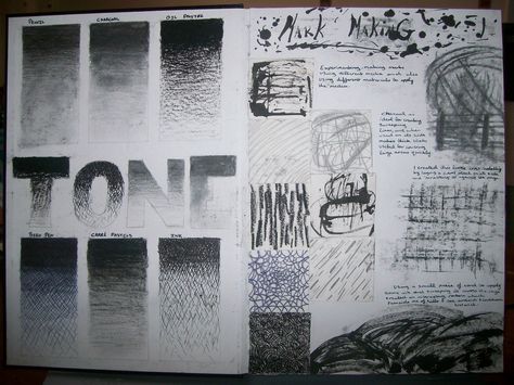 Lyzanne: Markmaking techniques Sketchbook Layout, Gcse Art Sketchbook, A Level Art Sketchbook, Jr Art, Value In Art, 2nd Year, 2d Design, Art Diary, Gcse Art