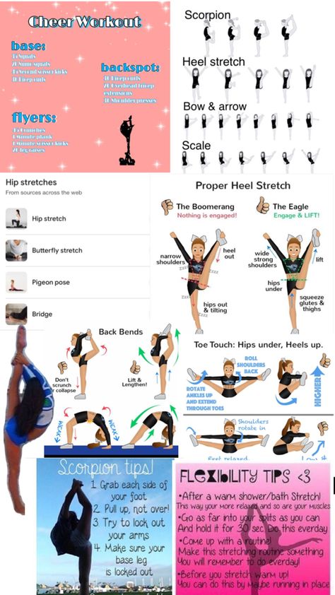 Best stretching tips for cheer How To Get Into Cheerleading, Cheer Routines For Beginners, School Cheer Tryout Tips, How To Do A Heel Stretch For Cheer, Cheer Tips For Flyers, Dance Tryout Tips, Tips For Flyers In Cheer, Cheer Stretches For Beginners, Cheer Flyer Stretches