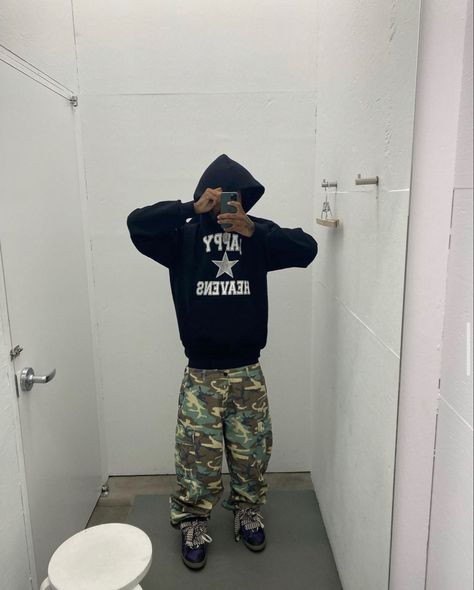 Drip Clothes, Camo Pants Outfit, Tuff Fits, Hoodies Y2k, Camo Outfit, Ootd Streetwear, Hip Hop Hoodies, Harajuku Men, Men Street Fashion