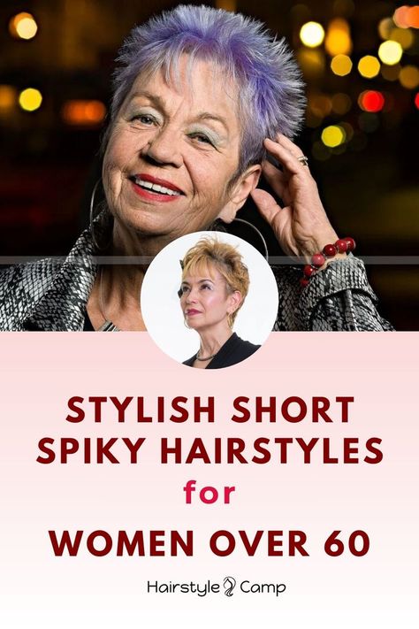 Short Spiky Haircuts for Women Over 60 Pixie Spiked Hairstyles, Spiky Pixie Haircut Spikes Shaved Sides, Backs Of Short Haircuts, Spiky Shag Haircut, Spiky Short Hair For Women, Short Pixie Haircuts For Women Over 50, Spike Pixie Haircut, Short Spiky Haircuts For Women Over 50, Short Spiky Hairstyles For Women Over 50