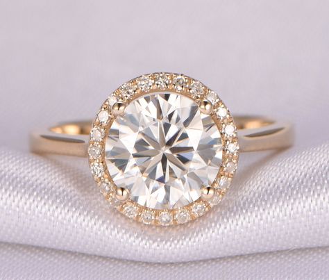 1.5ct Round Moissanite Engagement ring,7.5mm,14k Yellow gold,Plain Gold Band,Bridal Ring/Promise Ring/Propose ring,Two Tone Gold Available by milegem on Etsy Weddding Rings, Propose Ring, Round Moissanite Engagement Ring, Moissanite Engagement Ring Halo, Handmade Jewelry Ring, Moissanite Wedding Rings, Bridal Bands, Round Moissanite, Ring Promise