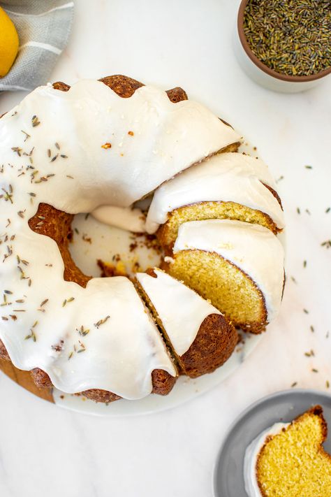 sourdough lavender lemon bundt cake Sourdough Lemon Bundt Cake, Sourdough Bundt Cake, Lavender Sourdough, Discard Cake, Wifey Aesthetic, Sourdough Lemon, Edible Lavender, Lemon Blueberry Bundt Cake, Simple Sourdough