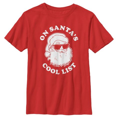 If you're looking for the jolliest new trends this Christmas, you're in the right place! Show off your unique fashion style with this Lost Gods Santa’s Cool List Boys' Graphic T-Shirt! This adorable tee features the text: "On Santa's Cool List," with a Santa wearing sunglasses across the front. There’s no end to the awesomeness you’ll find when you shop tees by Lost Gods Collective. Come on, you know you want to come get lost with us! Boy Christmas Shirts For Kids, Christmas T Shirt Ideas, Christmas Shirts Kids, Unique Fashion Style, Boys Christmas Shirt, Christmas Shirts For Kids, Christmas Tee Shirts, Shirt Inspiration, Christmas T Shirt Design