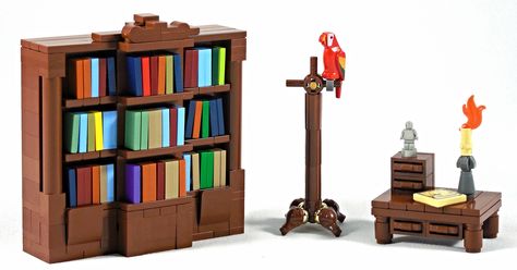 Study Lego Bookshelf, Bookshelf Build, Minecraft Lego, Lego House Ideas, Instructions Lego, Lego Machines, Lego Furniture, Lego Christmas, Lego Boards