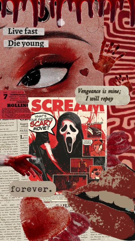 Scarie Movie, Vintage Moodboard, Wallpaper Vibes, Trippy Iphone Wallpaper, Halloween Wallpaper Iphone Backgrounds, Moodboard Collage, Halloween Wallpaper Backgrounds, New Background, Dark Red Wallpaper