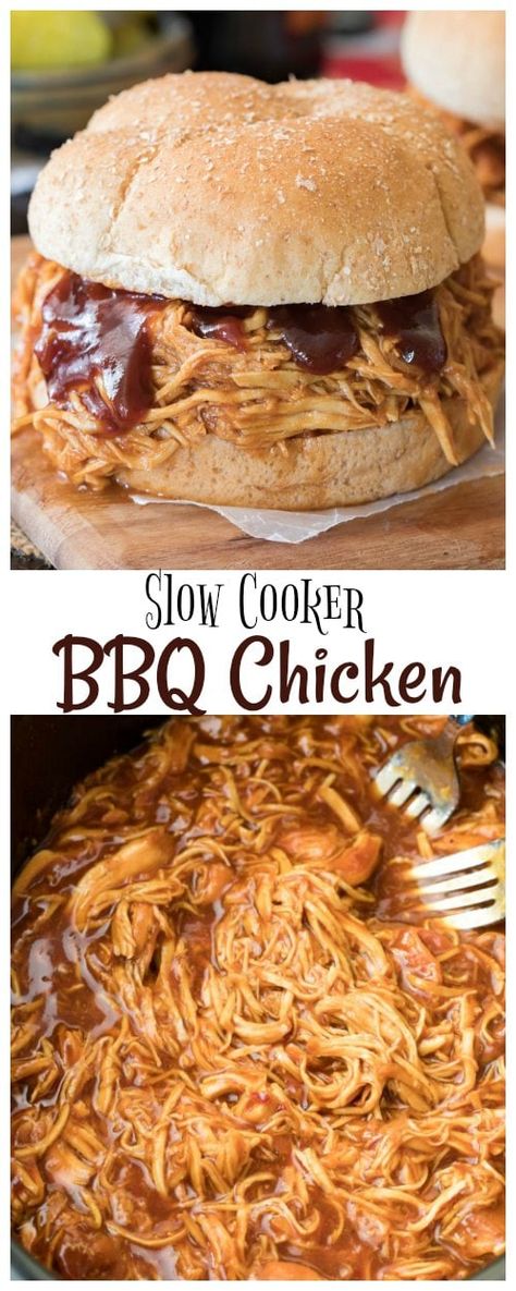 Slow Cooker Kip, Pulled Chicken Recipe, Crock Pot Bbq, Pulled Chicken Recipes, Simmering Pot, Crockpot Lunch, Chicken Crock Pot, Lunch Club, Slow Cooker Bbq Chicken