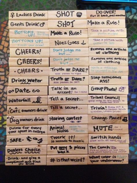 Diy Jenga, Drunk Jenga, Drunk Games, Pool Party Games, Outdoor Party Games, Drinking Games For Parties, Fun Drinking Games, Adult Party Games, Fun Party Games