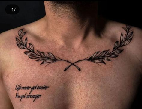 Collarbone Tattoos For Men, Rose Thorn Tattoo, Laurel Tattoo, Laurel Wreath Tattoo, Collar Bone Tattoo For Men, Thorn Tattoo, Wreath Tattoo, Bone Tattoo, Rose Thorns