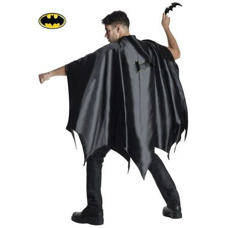 The Adult Batman Deluxe Cape Costume includes deluxe. lined satin cape with embroidered logo. Adults love to celebrate Halloween too so get costumes and accessories this year that really make a statement like this one. Size: One Size.  Color: Black. Batman Theme Costumes For Family, Best Book Week Costumes, Book Week Adult Costumes, Bat Costumes, Batwoman Costume, Theater Outfit, Bat Wings Costume, Batman Halloween, Batman Cape