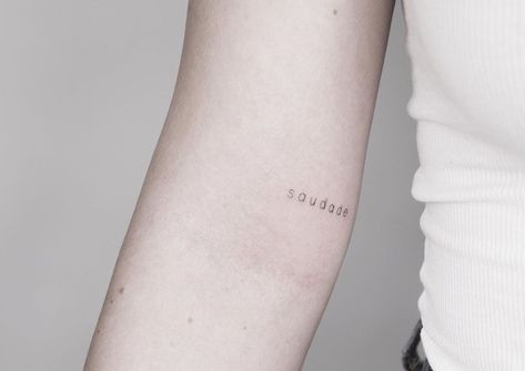 Saudade Tattoo Ideas, Saudade Tattoo Fonts, Saudade Tattoo, Line Art Tattoos, Art Tattoos, Tattoo Fonts, Mini Tattoos, Armband Tattoo, Tattoo Ideas Design