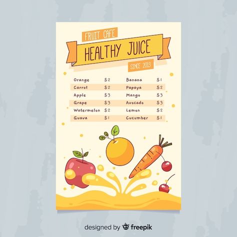 Juice Campaign, Juice Menu Design, Fruit Juice Brands, Juice Menu, Juice Bar Design, Smoothie Shop, Fruit Logo, Juice Branding, Fast Food Menu