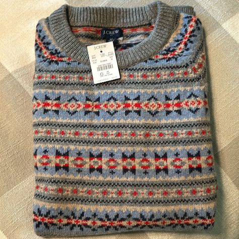 Men’s Lightweight Wool Crew Neck Sweater In Soft Blues, Greys And Reds. Timeless Style Nwt Dreamy Clothes, J Crew Sweater, Jcrew Sweater, Sweaters Crewneck, Sweater Weather, Timeless Style, Crew Neck Sweater, Neck Sweater, Timeless Fashion