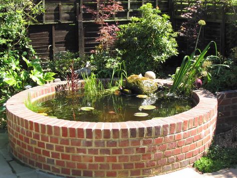 Raised Pond, Brick Planter, Backyard Upgrades, Keyhole Garden, Raised Vegetable Gardens, Garden Ponds, Garden Pond Design, Diy Pond, Brick Garden