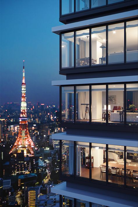 Tokyo Penthouse Luxury, Penthouse In Japan, Tokyo House Aesthetic, Tokyo Luxury Apartment, Japanese Penthouse Apartment, Tokyo Apartment Exterior, Japan Luxury Aesthetic, Japanese Luxury Apartment, Tokyo Apartment Building