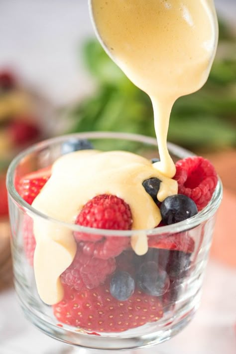 You are going to love this easy Authentic Italian Zabaglione recipe! Cool and creamy custard with berries and cake in a mini trifle. You can make this without wine, but I prefer to use marsala! #italianzabaglione #authenticitaliandesserts #easyzabaglionerecipe #gogogogourmet Berries And Zabaione, Italian Summer Desserts, Red Currant Jelly Recipe, Zabaglione Recipe, Authentic Italian Desserts, Italian Custard, Mini Trifle, Italian Fruit, Italian Sweets