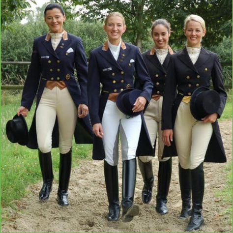 The ladies of Dressage Equestrian Uniform, Horse Jockey Outfit, Horse Riding Uniform, Dressage Outfit Riding Clothes, Dressage Outfit, Dressage Tailcoat, Dressage Coats, Show Jackets Equestrian, Equestrian Dressage